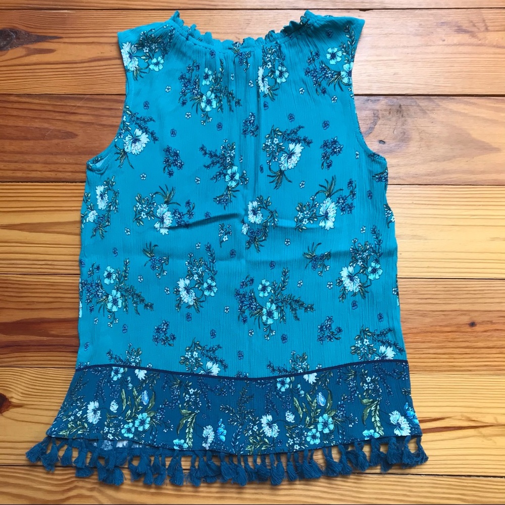 John Paul Richard Teal Blue Tassel Tank Top, EUC, S/M - Picture 11 of 13